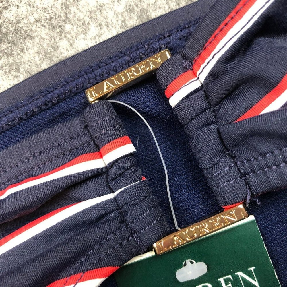 Lauren Ralph Lauren Bikini Bottom 6 Logo Hardware Hipster Patriotic Stripe Blue - Picture 3 of 10